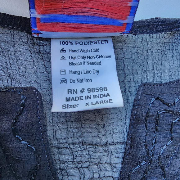 I.G. Sport Black Airy Sheer Polyester Gauze Tunic Top Embroidery Blouse India XL - Picture 10 of 11